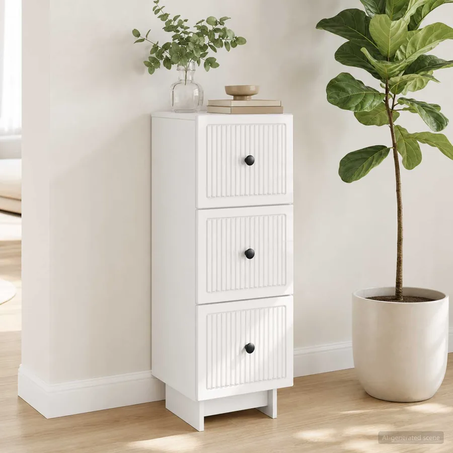 Armoire à tiroirs Blanc brillant 33 x 34,5 x 90 cm