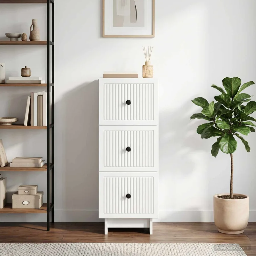 Armoire à tiroirs Blanc brillant 33 x 34,5 x 90 cm - 4