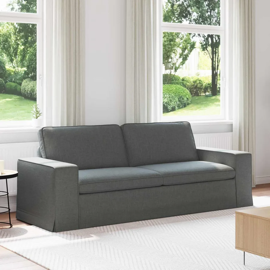 Canapé Gris foncé 222 x 80 x 82 cm tissu