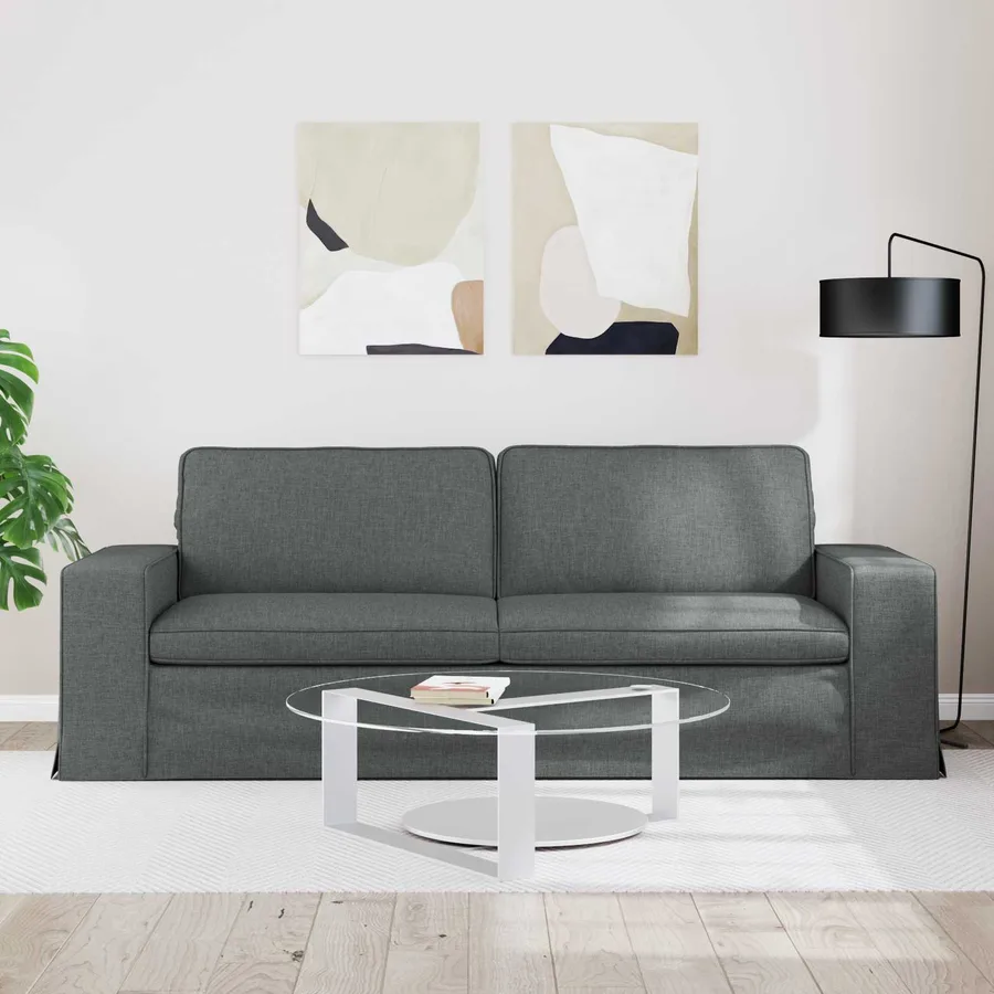 Canapé Gris foncé 222 x 80 x 82 cm tissu - 3