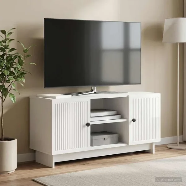 Meuble TV 102 x 34,5 x 50 cm Blanc brillant Bois d'ingénierie