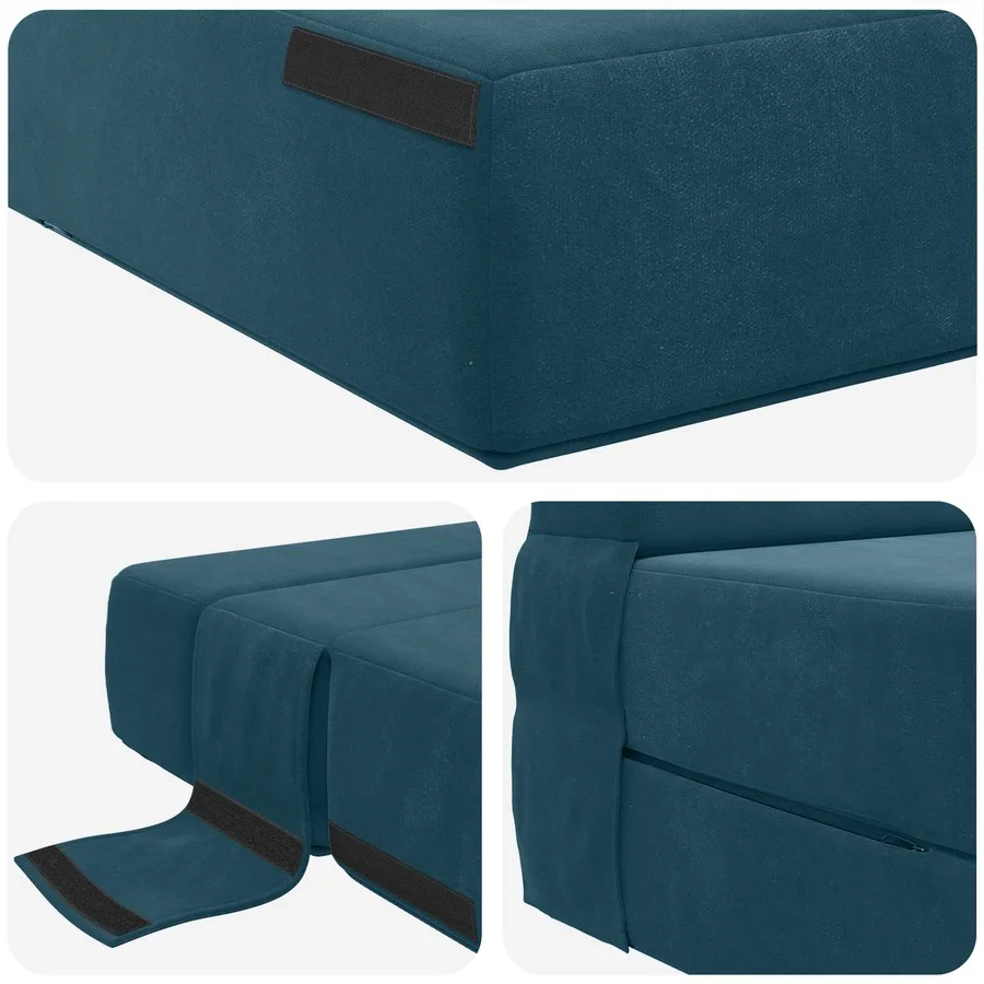 Canapé-lit pliable Bleu 70 x 80 x 60 cm Tissu - 6