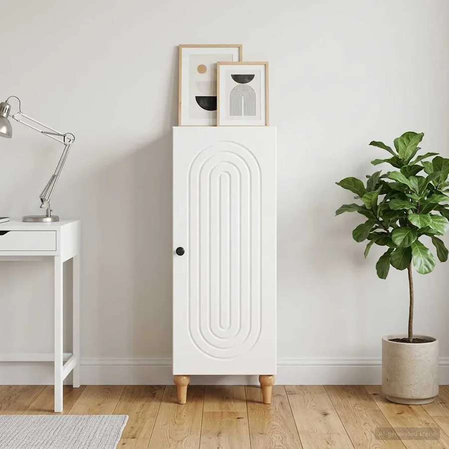 Buffet Blanc brillant 33 x 34,5 x 90 cm Bois d'ingénierie