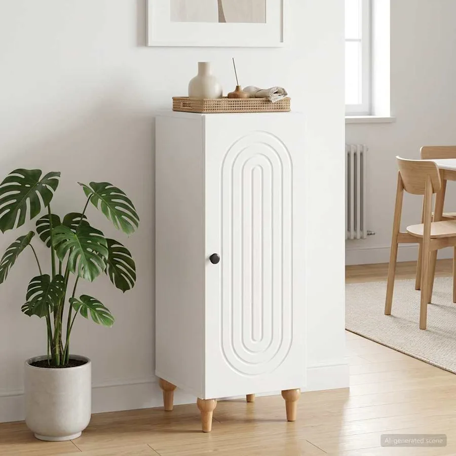 Buffet Blanc brillant 33 x 34,5 x 90 cm Bois d'ingénierie - 4