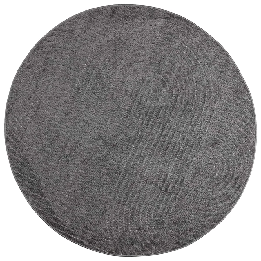 Tapis de surface Rond PALMERAS Anthracite Ø 200 CM Polyester - 2