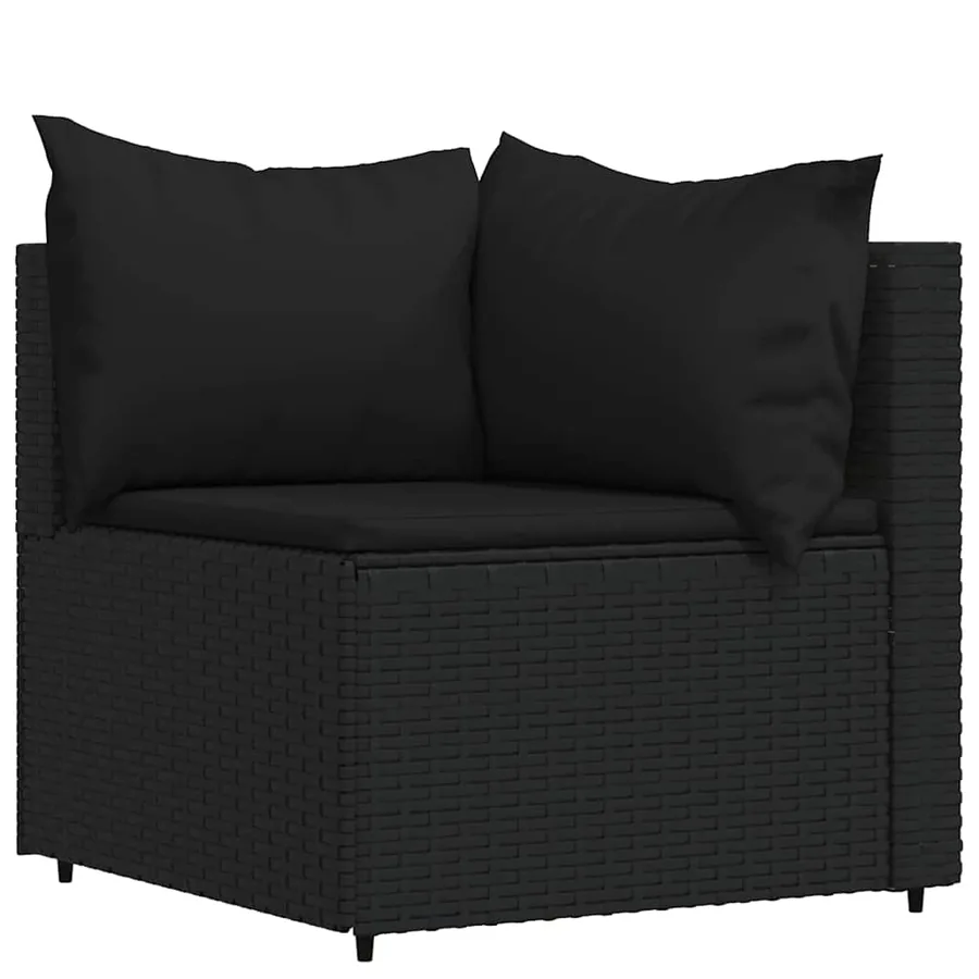 Salon de jardin 4 pcs avec coussins Noir Résine tressée - 4