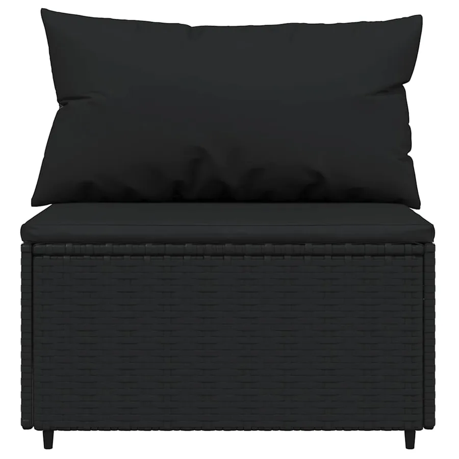 Salon de jardin 4 pcs avec coussins Noir Résine tressée - 6