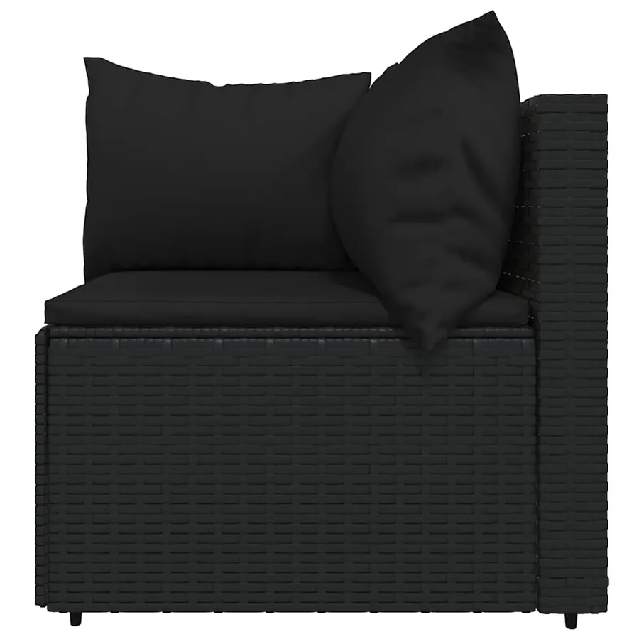 Salon de jardin 4 pcs avec coussins Noir Résine tressée - 9