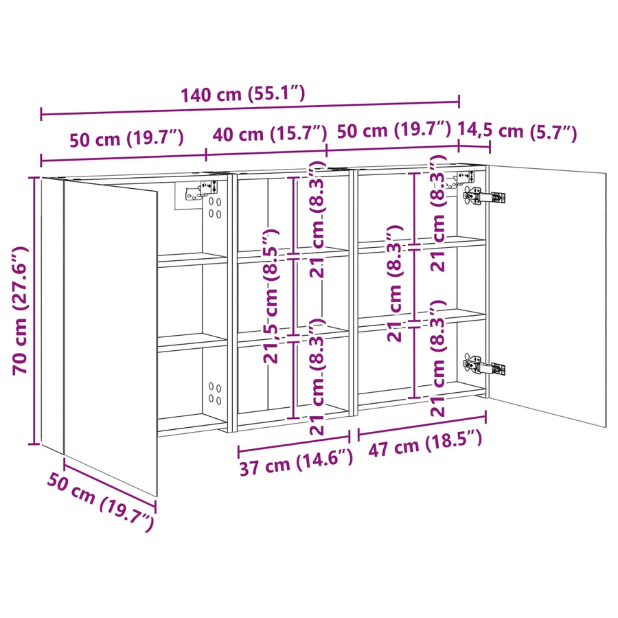 Ensemble de Meubles de Salle de Bain 3 pcs 140 x 14,5 x 70 cm - 12