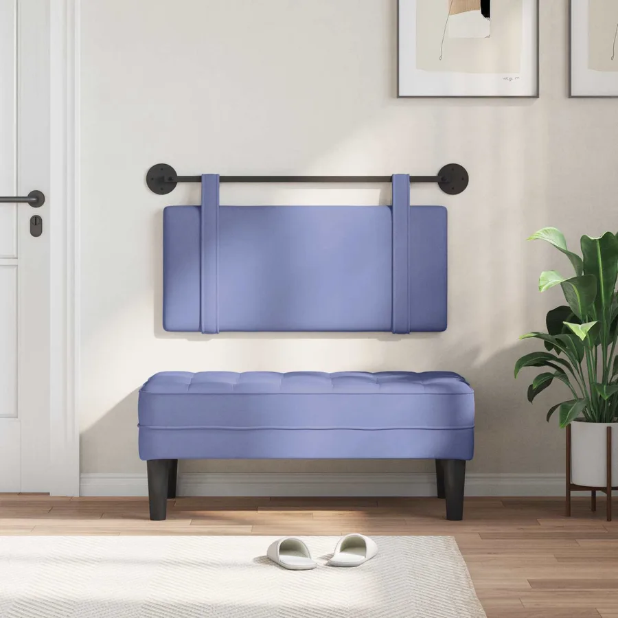 Tête de lit suspendue Bleu denim Tissu - 3