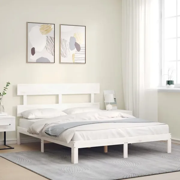 Bed Frame without Mattress White 160x200 cm Solid Pine Wood