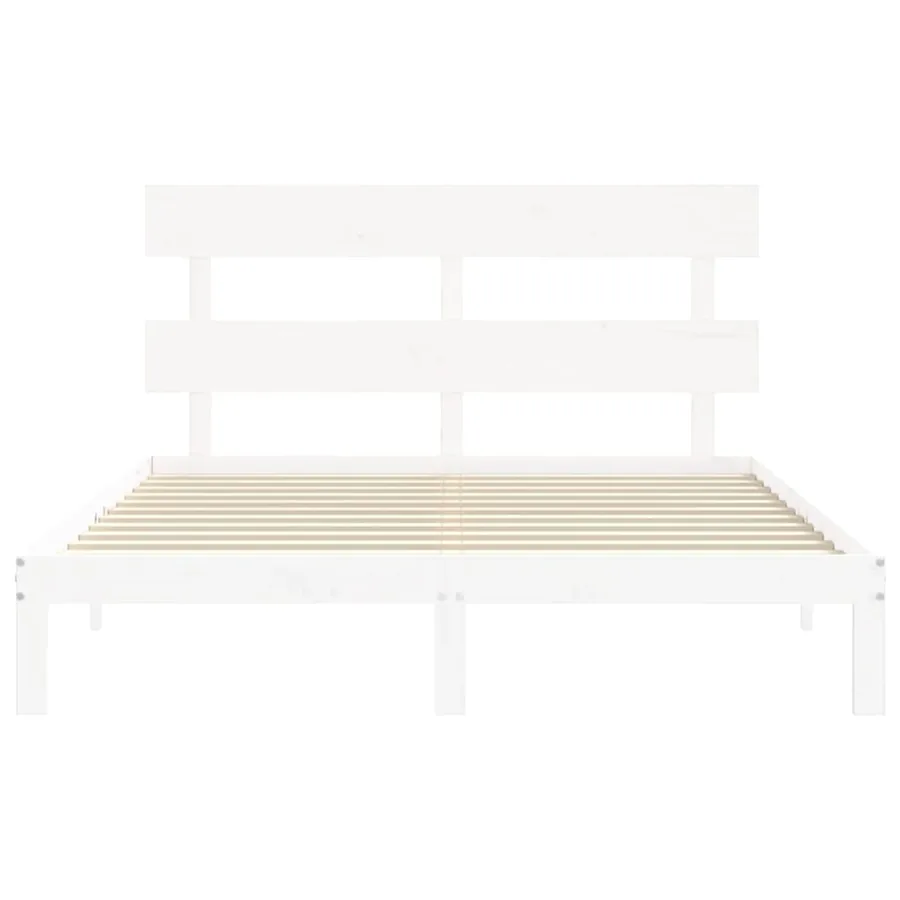 Cadre de lit sans matelas blanc 160x200 cm bois de pin massif - 6
