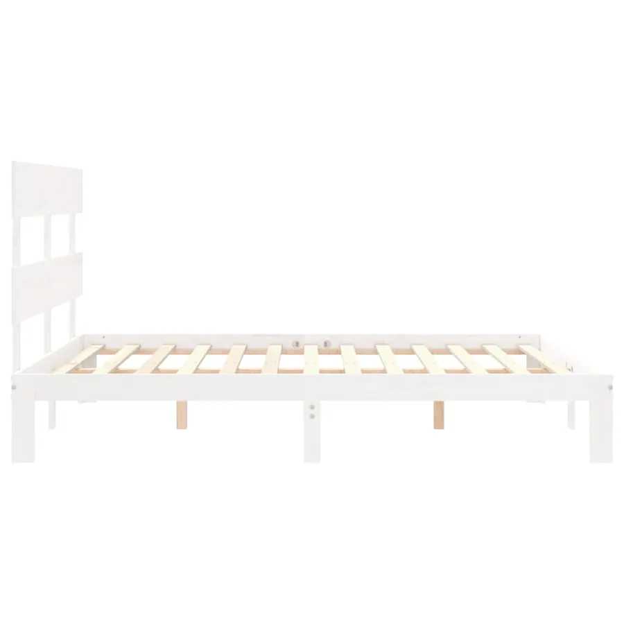 Cadre de lit sans matelas blanc 160x200 cm bois de pin massif - 7