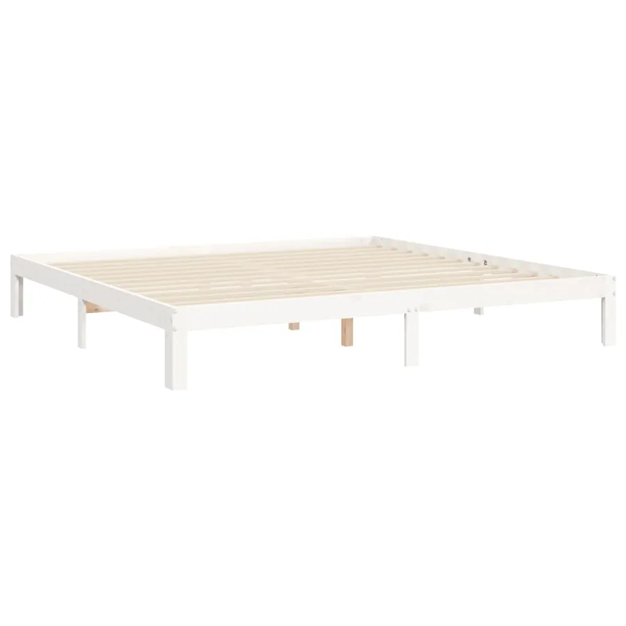 Cadre de lit sans matelas blanc 160x200 cm bois de pin massif - 9