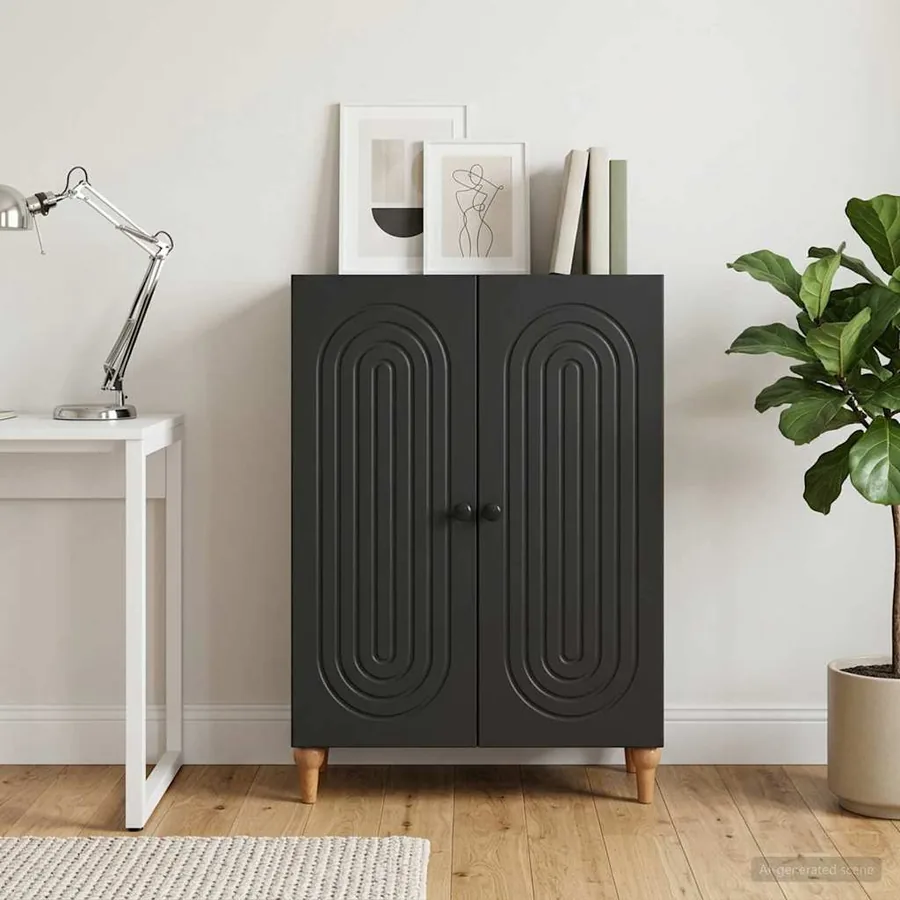 Buffet Noir 66 x 34,5 x 90 cm Bois d'ingénierie