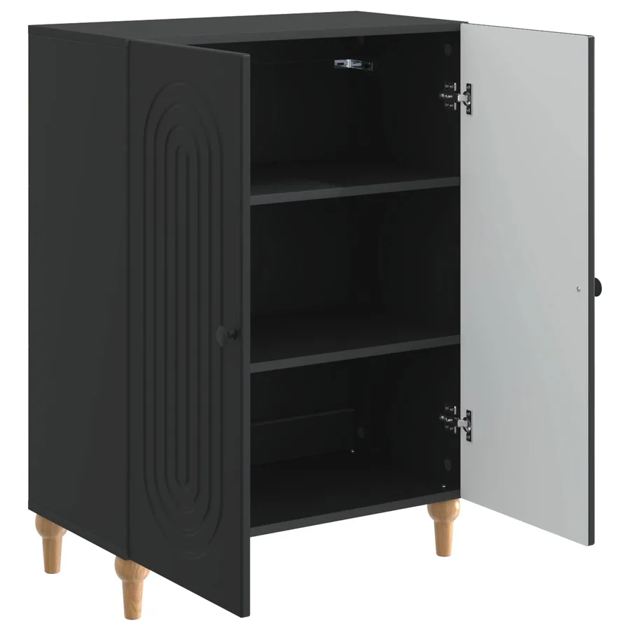 Buffet Noir 66 x 34,5 x 90 cm Bois d'ingénierie - 5