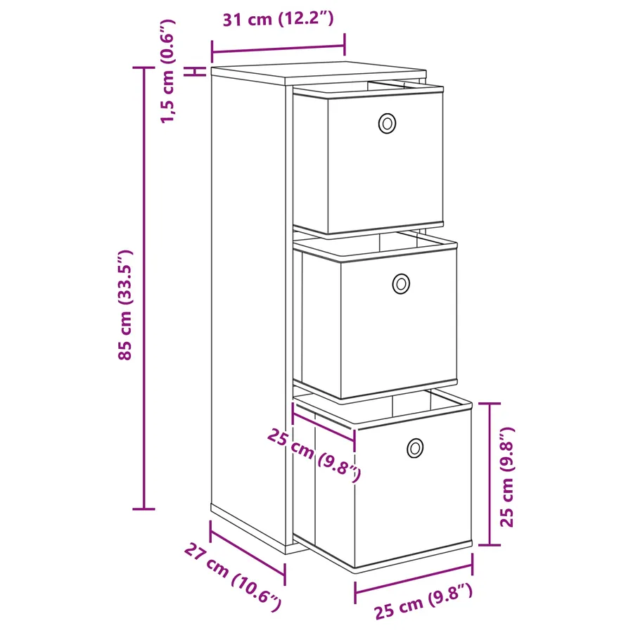 Buffet Chêne artisanal 30,5 x 27 x 84,5 cm - 11