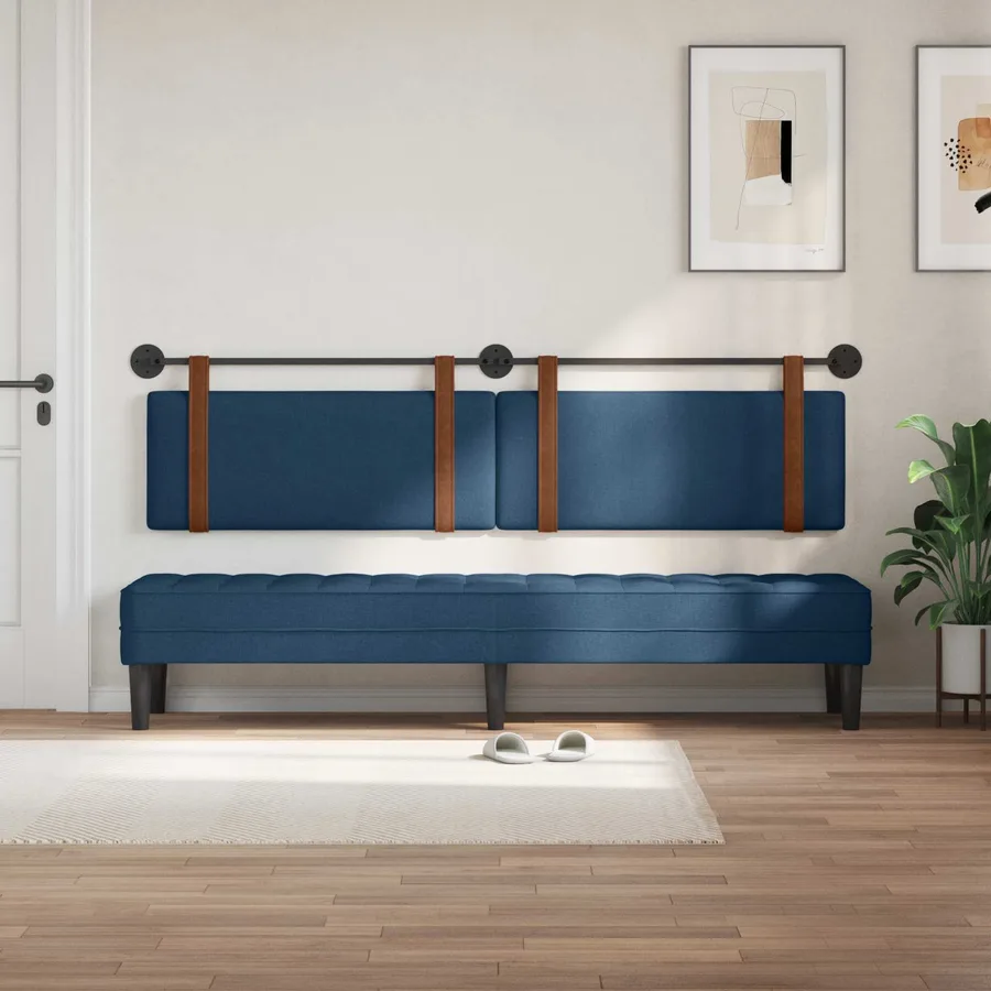 Tête de lit suspendue Bleu PU antique - 3
