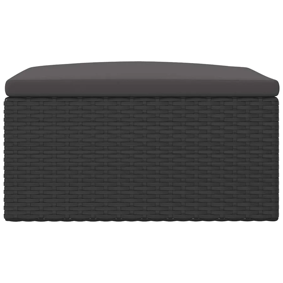 Tabouret de jardin avec coussin noir résine tressée - 4