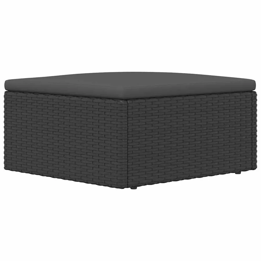 Tabouret de jardin avec coussin noir résine tressée - 5