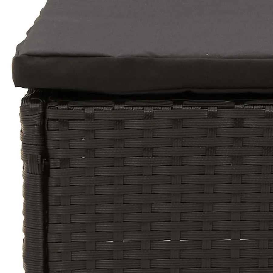 Tabouret de jardin avec coussin noir résine tressée - 6