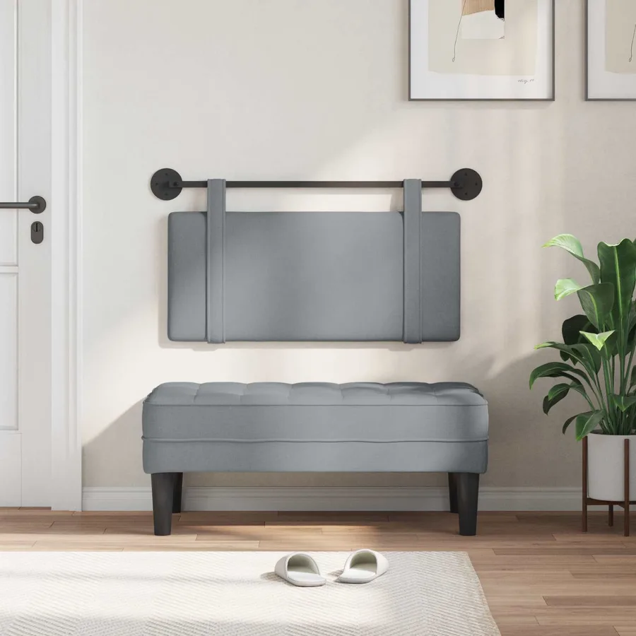 Tête de lit suspendue Gris clair Tissu - 3