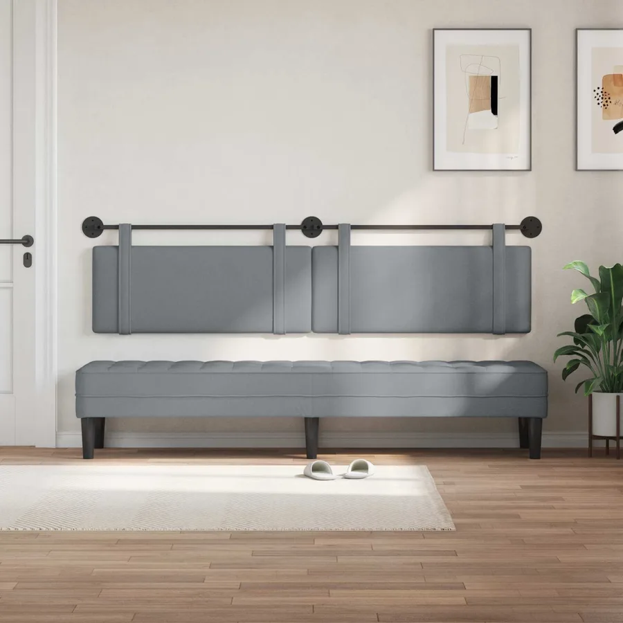 Tête de lit suspendue Gris clair Tissu - 3