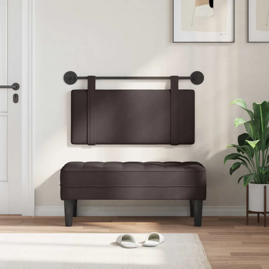 Tête de lit suspendue Marron foncé Tissu - 3