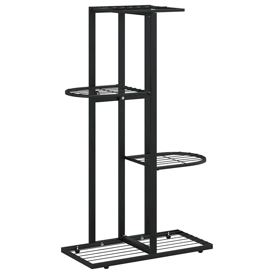 Support pour plantes 4 niveaux 43x22x76 cm Noir Métal - 2