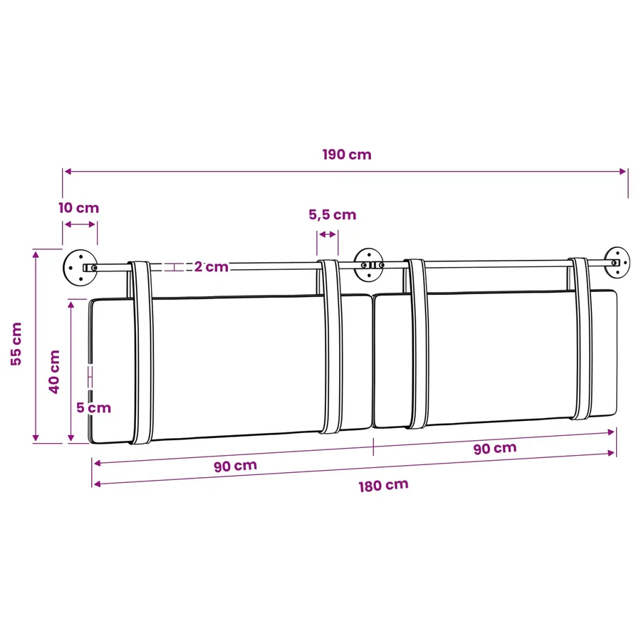 Tête de lit suspendue Blanc Tissu - 11