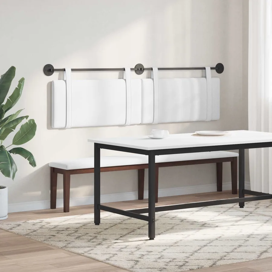 Tête de lit suspendue Blanc Tissu - 4