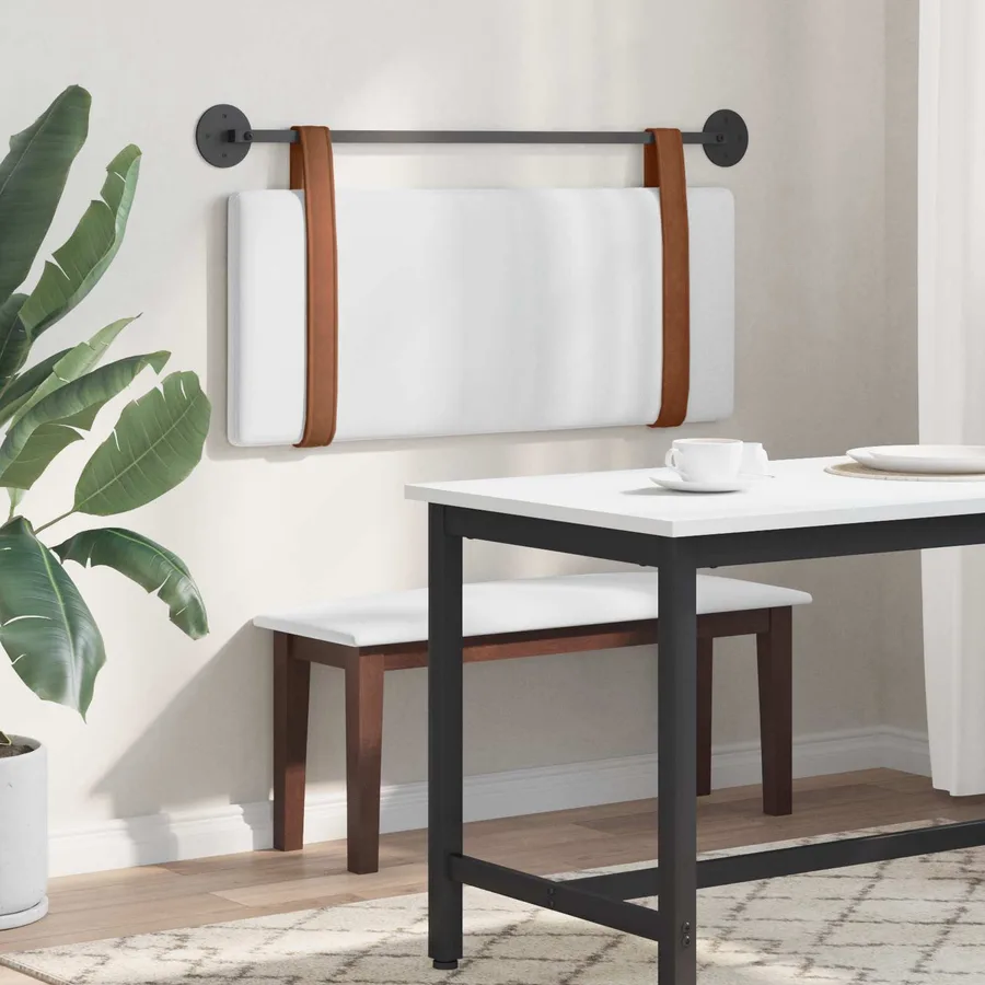 Tête de lit suspendue Blanc PU antique - 4