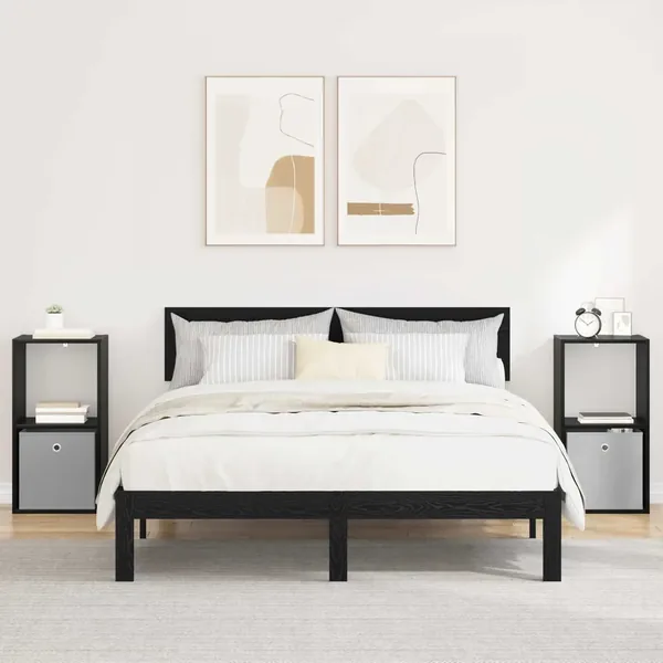 Table de chevet avec tiroir 2 pcs Chêne noir 35 x 32 x 68,5 cm