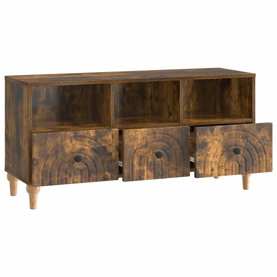 Meuble TV Chêne Fumé 102 x 34,5 x 50 cm Bois d’ingénierie - 5