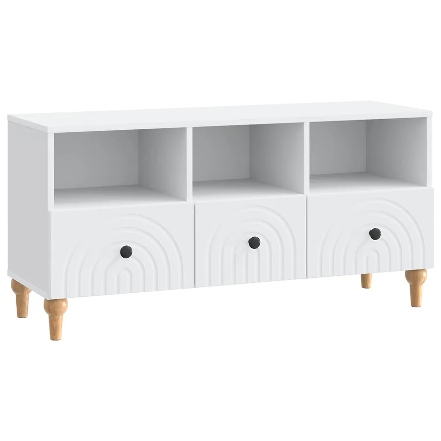 Meuble TV Blanc 102 x 34,5 x 50 cm Bois d’ingénierie - 2