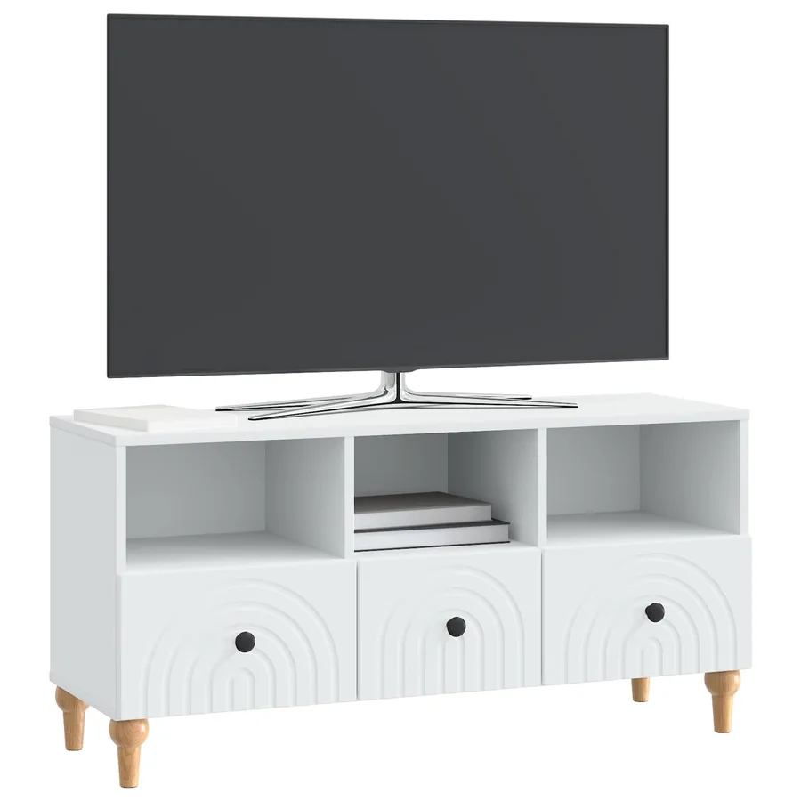Meuble TV Blanc 102 x 34,5 x 50 cm Bois d’ingénierie - 3