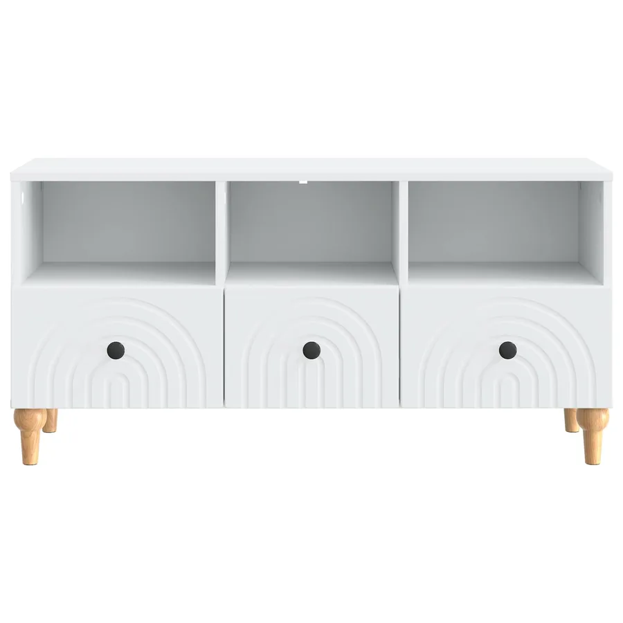 Meuble TV Blanc 102 x 34,5 x 50 cm Bois d’ingénierie - 6