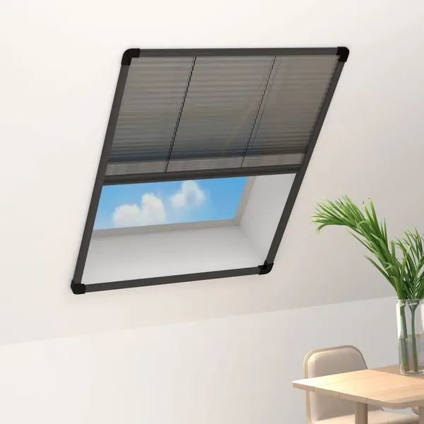Moustiquaire plissée pour fenêtre Aluminium Anthracite 80x100cm