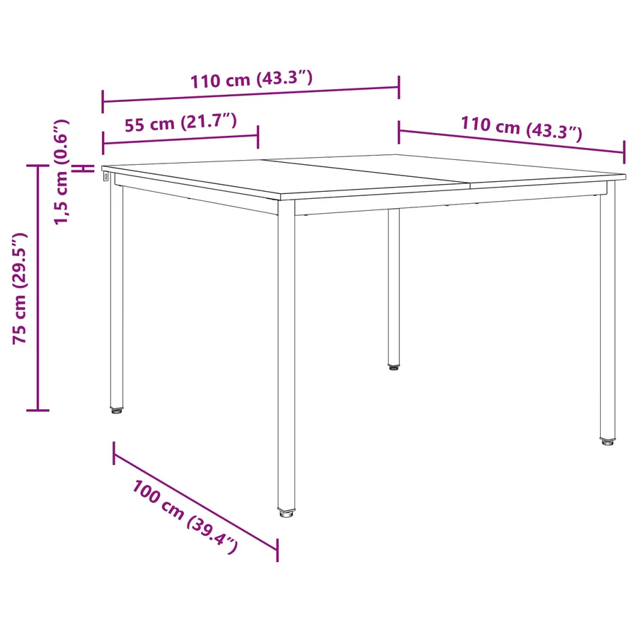 Table de salle à manger / Table de repas 110 x 110 x 75 cm - 8