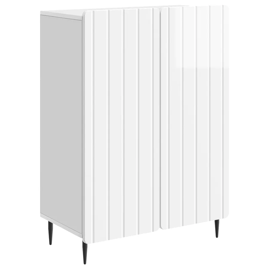 Buffet Blanc brillant 66 x 34,5 x 92 cm Bois d'ingénierie - 2