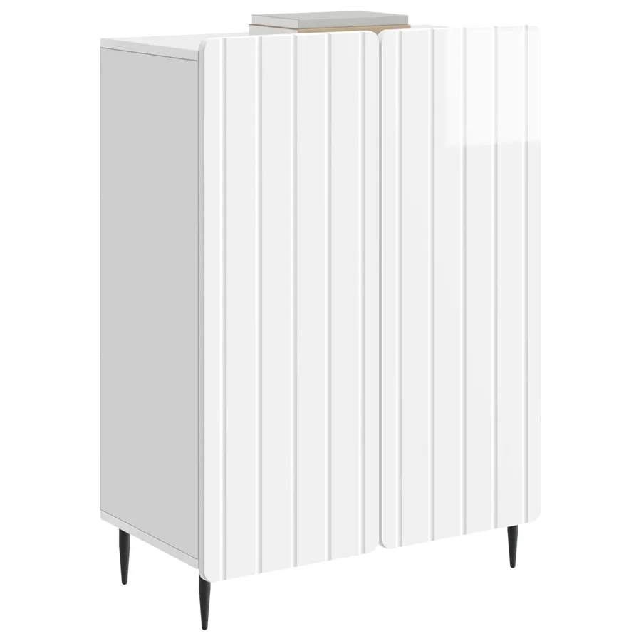 Buffet Blanc brillant 66 x 34,5 x 92 cm Bois d'ingénierie - 3
