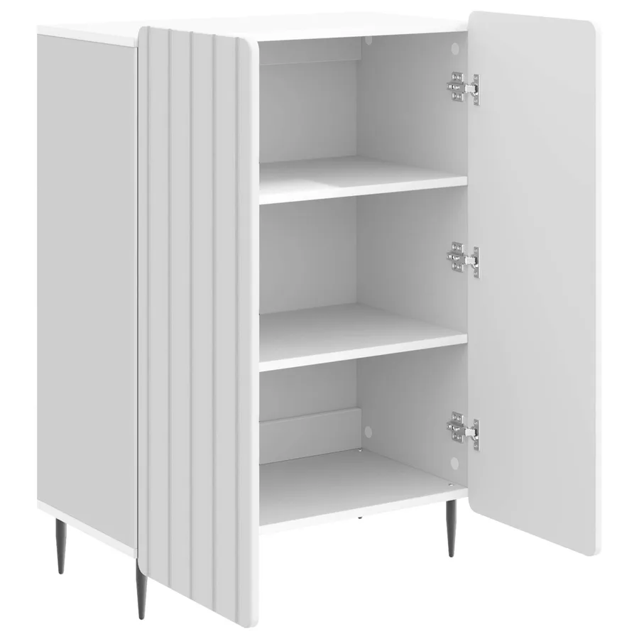 Buffet Blanc brillant 66 x 34,5 x 92 cm Bois d'ingénierie - 5