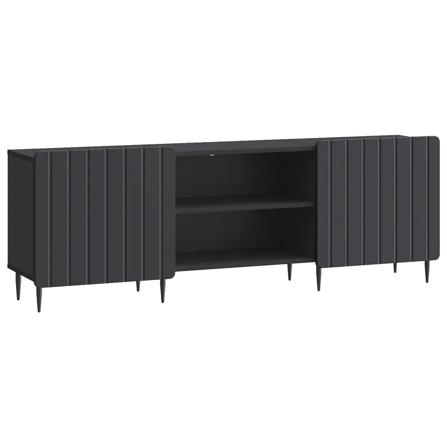 Meuble TV Noir 150 x 31 x 52 cm Bois d'ingénierie - 2
