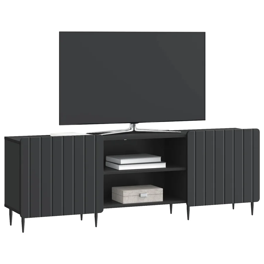 Meuble TV Noir 150 x 31 x 52 cm Bois d'ingénierie - 3