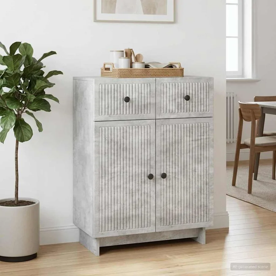 Buffet Gris béton 66 x 34,5 x 90 cm Bois d'ingénierie