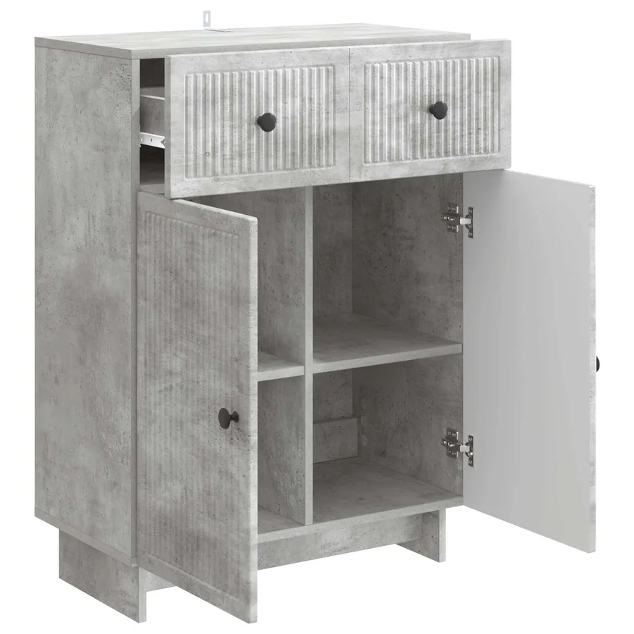 Buffet Gris béton 66 x 34,5 x 90 cm Bois d'ingénierie - 5