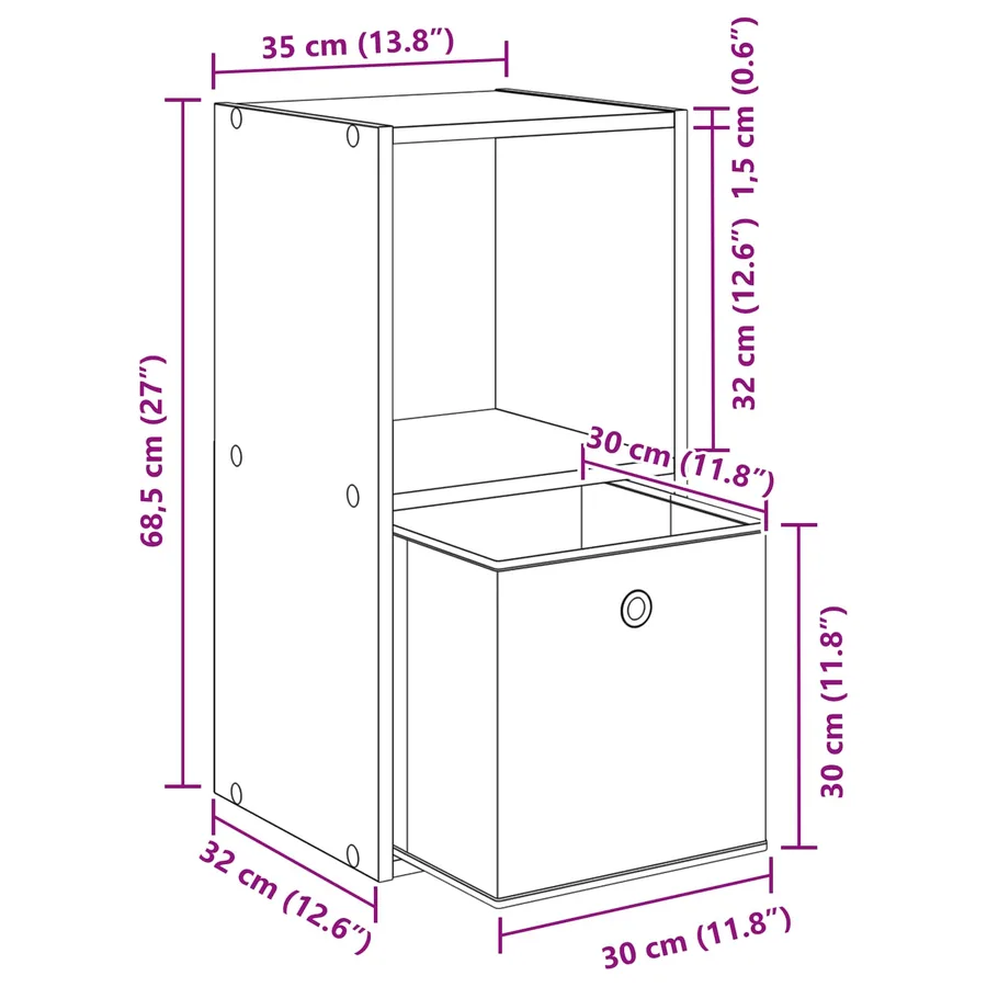 Table de chevet 2 pcs Chêne Sonoma 35 x 32 x 68,5 cm - 12