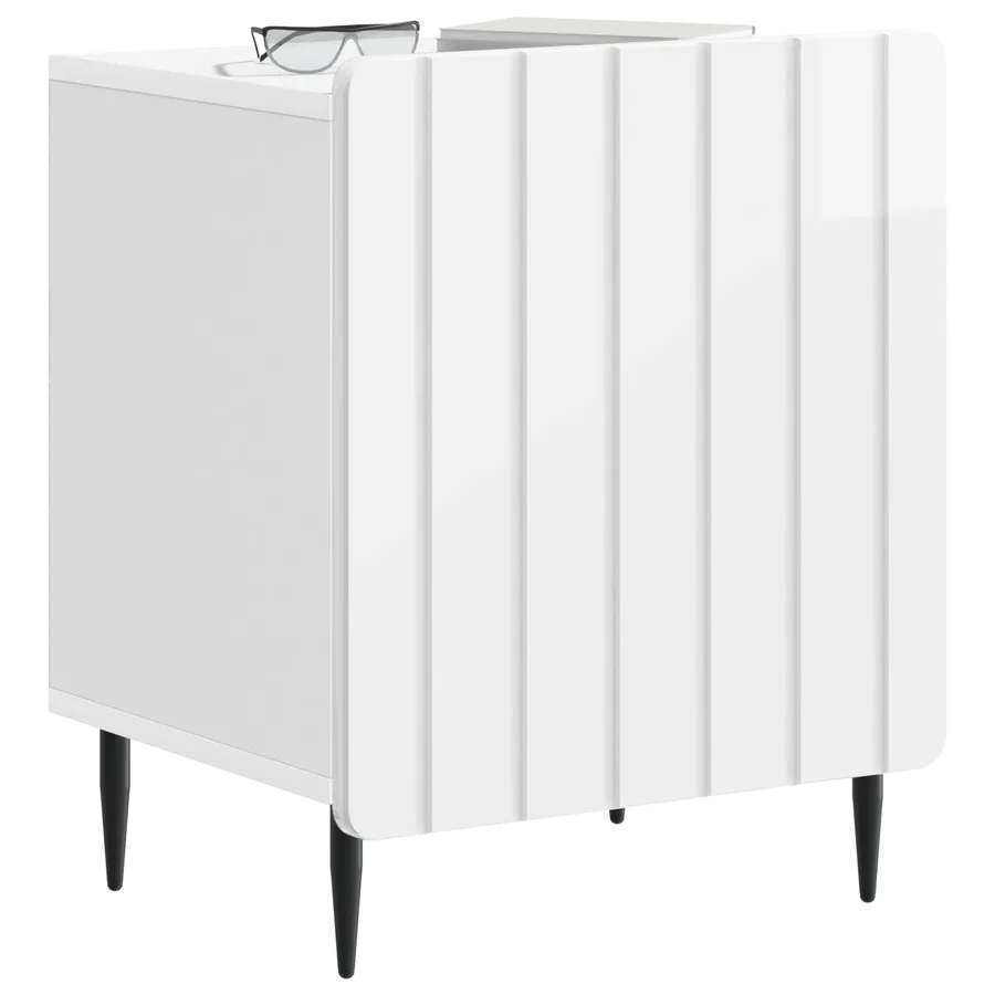Cabinet de chevet 2 pcs Blanc brillant 43 x 34,5 x 52 cm - 3