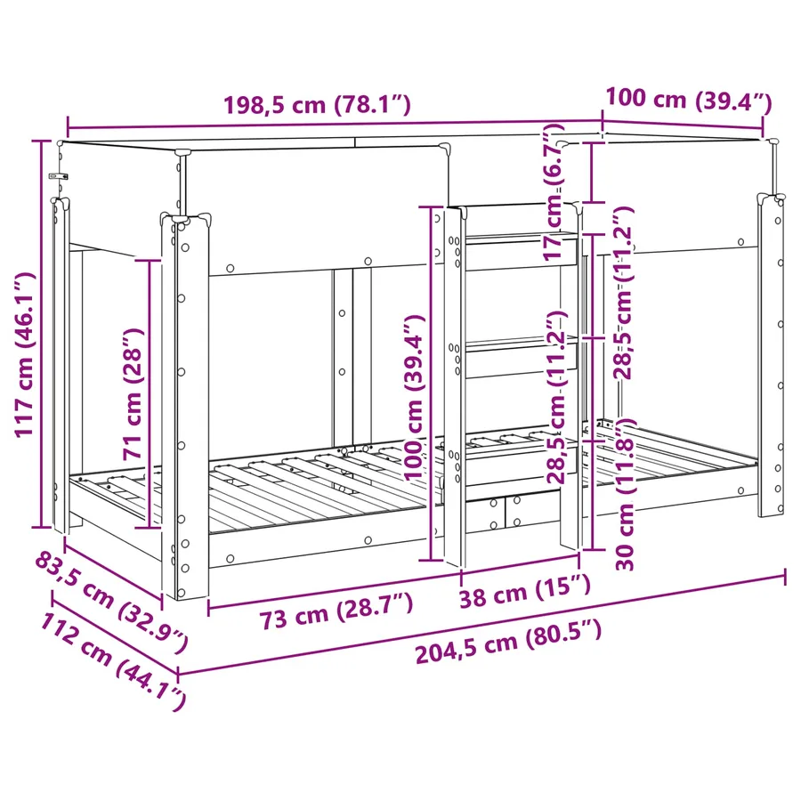 Lit Superposé pour Enfants Chêne Sonoma 100 x 200 cm - 8