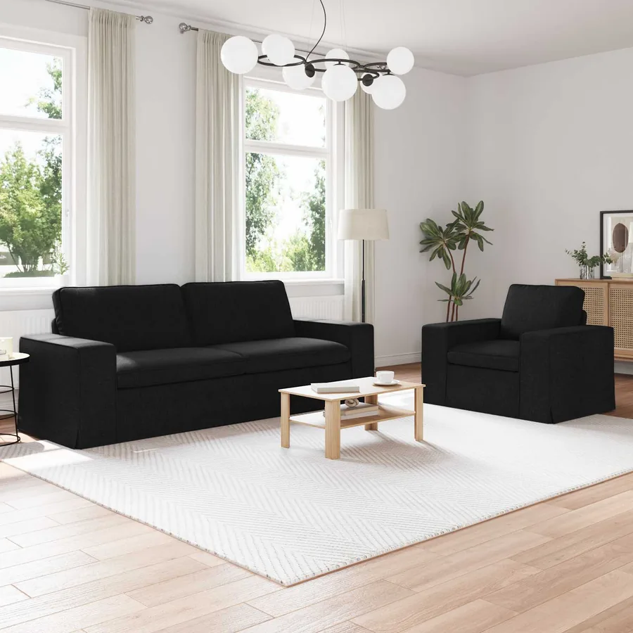 Ensemble de Canapés 2 pcs Noir 222 x 80 x 82 cm tissu